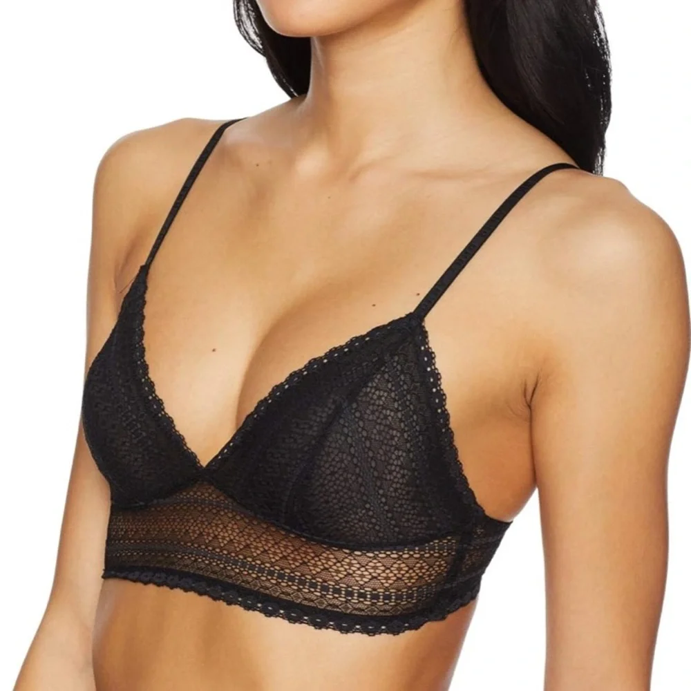 NWT DKNY Sexy Table Tops Lace Bralette Black Medium
